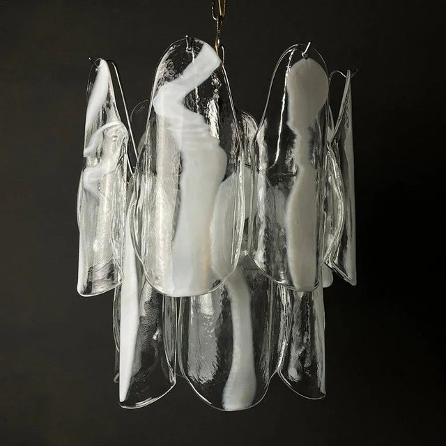 1960s Mazzega White Murano Glass Floral Chandelier For Sale - Image 10 of 12