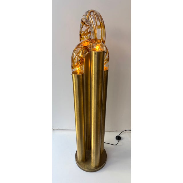 Mazzega Murano Brass Floor Lamp Murano Glass by Aldo Nason for Mazzega, Italy, 1970s For Sale - Image 4 of 11