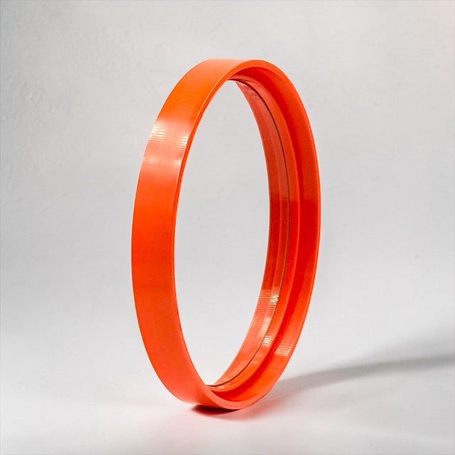 French Space Age Orange Wall Mirror from Gilac, 1970s For Sale - Image 6 of 13