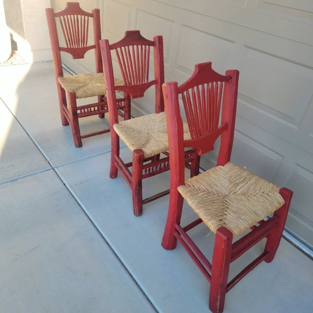 Set of Three Rustic Cabin Chic Live Edge Log Wood Chairs Chairish