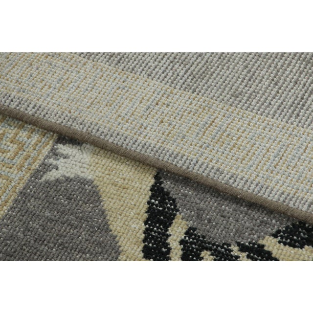 Textile Rug & Kilim’s Distressed Tiger Runner Rug in Gray With Beige and Black Pictorial For Sale - Image 7 of 7