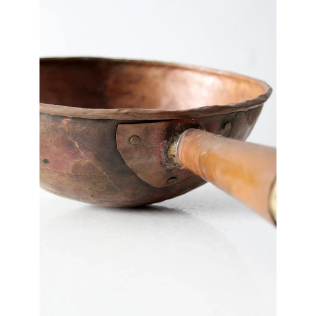 Metal Antique Round Bottom Copper Pan For Sale - Image 7 of 13