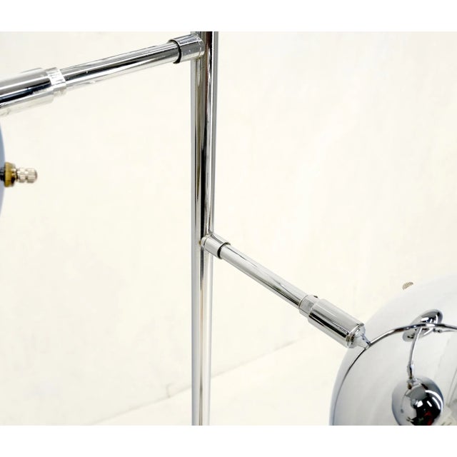 Koch Lowy Three Globe Shades Chrome Floor Lamp Adjustable Light Fixture For Sale - Image 11 of 13