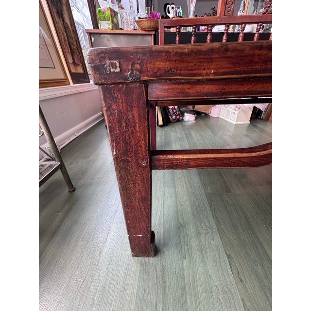 Antique Chinese Elm Daybed With Rattan Seat and Shou Bolster, Late Qing Dynasty For Sale - Image 10 of 12
