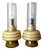 Mid-Century Modern Portuguese Olive Green and Frosted Ribbed Glass Table Lamps, 1970s, Set of 2 For Sale