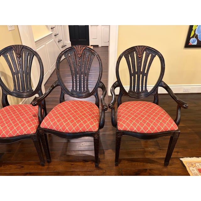 Attributed to Jonathan Charles Set 6 Hepplewhite Wheatsheaf Side Chair (Black) For Sale - Image 13 of 13