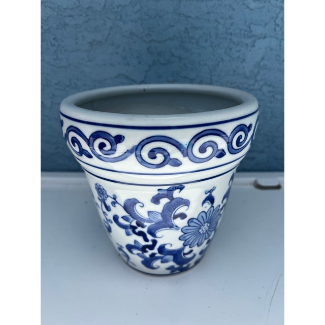 Vintage Blue and White Jardinere Planter For Sale - Image 4 of 5