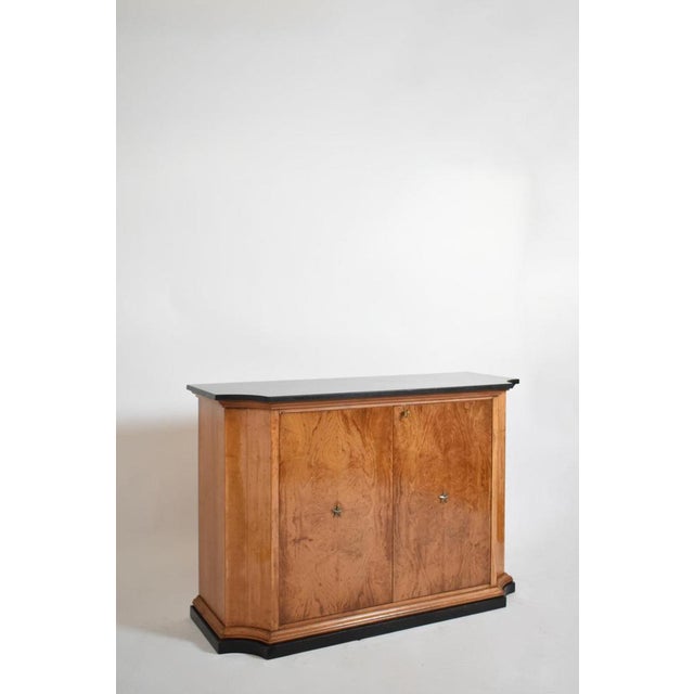 Walnut veneer sideboard, 1940s. Height: 89 cm - 35.04 in Length: 129 cm - 50.79 in Width: 50 cm - 19.69 in