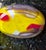 Contemporary Hand-Blown Murano Style Post Modern Art Glass Flattened Pillow Vase – Yellow, Plum & Cobalt Blue (Jg) For Sale In Palm Springs - Image 6 of 10