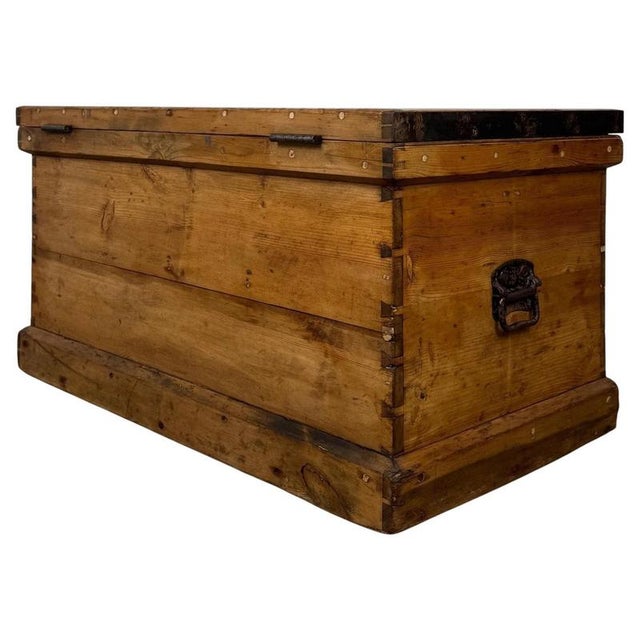 Antique Victorian Pine Fitted Chest Coffer For Sale - Image 12 of 12