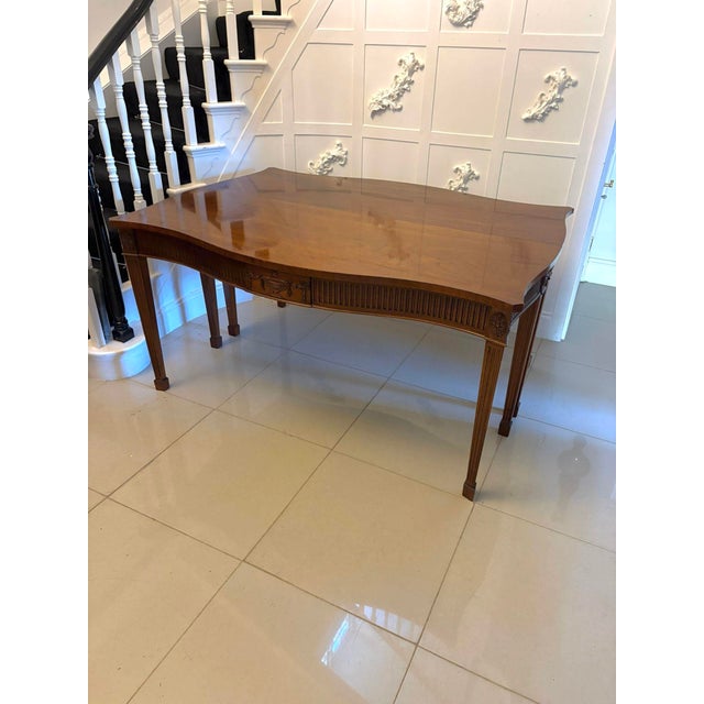 Antique Neoclassical Mahogany Serpentine Serving Console Tables, 1920, Set of 2 For Sale - Image 12 of 16