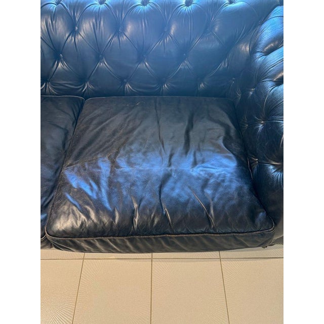 Restoration Hardware Kensington Ebony Leather Sofa With 44” Depth and Luxe Down Feather Fill For Sale - Image 16 of 18