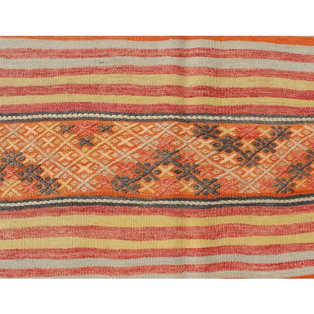 Turkish Kilim Vintage Rug With Assorted Stripe Design in a Variety of Colors For Sale In Atlanta - Image 6 of 13