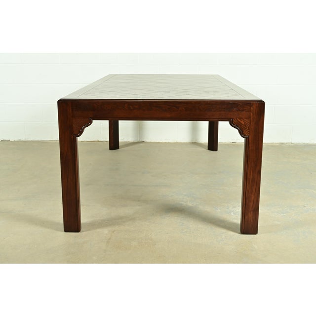Henredon Mid-Century Hollywood Regency Chinoiserie Oak Extension Dining Table, Newly Refinished For Sale - Image 14 of 16