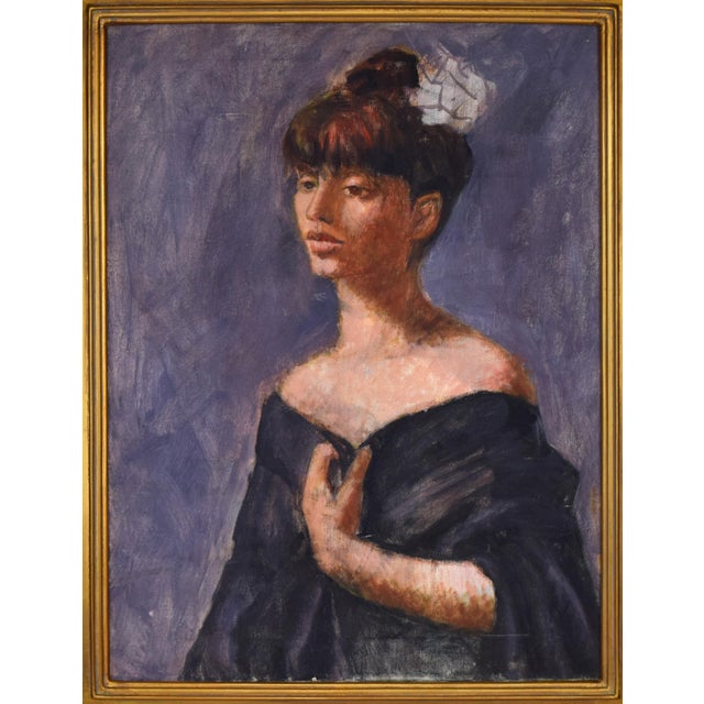 Portraiture Vintage Modernist Female Portrait Painting For Sale - Image 3 of 7