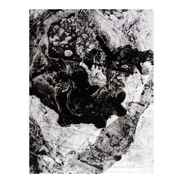 Mid 20th Century Clyde Connell Abstract Black and White Monoprint For Sale