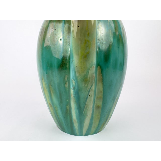 1930s Pierrefonds French Art Deco Double-Handled Stoneware Vase For Sale - Image 12 of 15