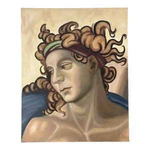 Renaissance Michelangelo Sistine Chapel Style Oil Portrait on Canvas, Contemporary, 16x20, Signed