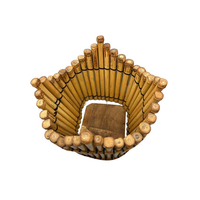 Almond Vintage Mid-Century Modern Bamboo Planter For Sale - Image 8 of 9
