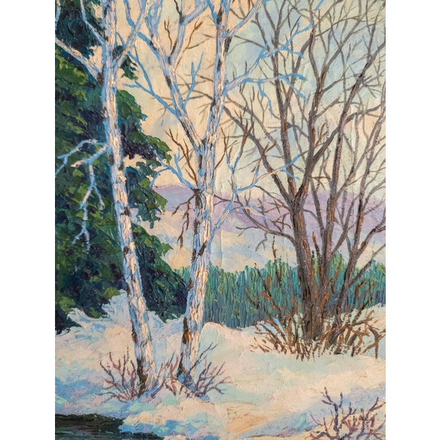 Early 20th Century American Impressionist Modernist Winter Landscape by Walt Trag For Sale - Image 12 of 15