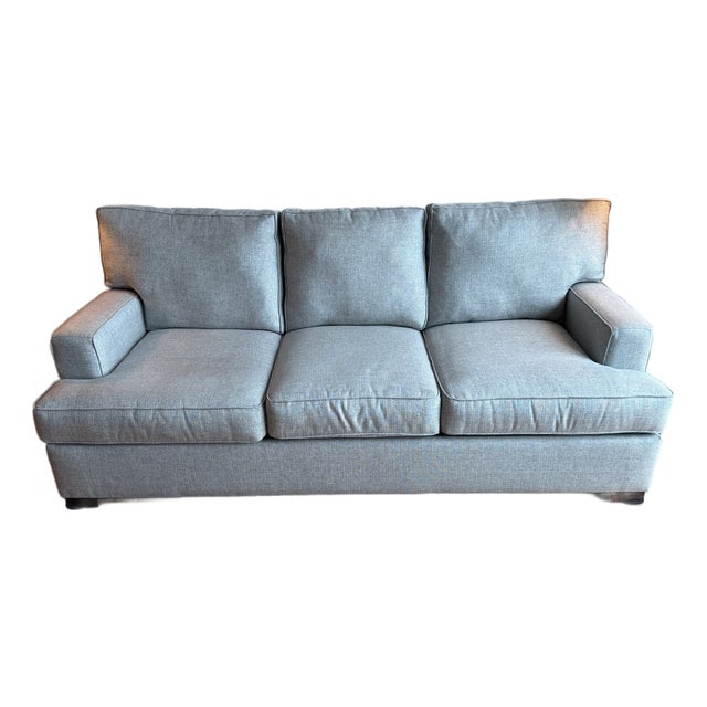 Three Seat Sofa in Basketweave Upholstery For Sale