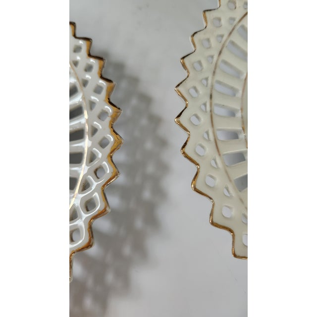 Pair of Vintage German Reticulated Porcelain Courting Couple Cabinet Plates For Sale - Image 4 of 16