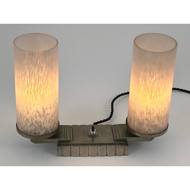 Art Deco Brass and Glass Table Lamp, France, 1920s For Sale - Image 4 of 18