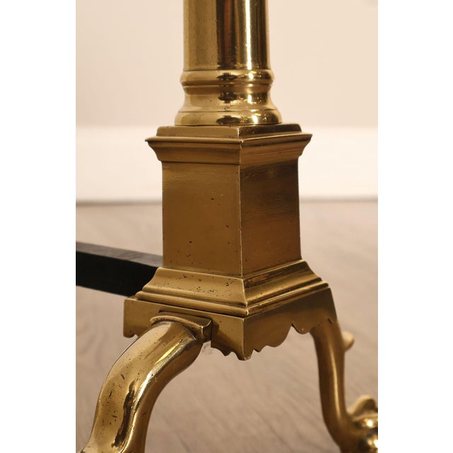 Federal Style Pair Of Brass Andirons For Sale - Image 16 of 18