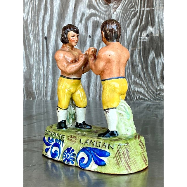 Vintage Boho Staffordshire Boxing Figurine For Sale - Image 12 of 12