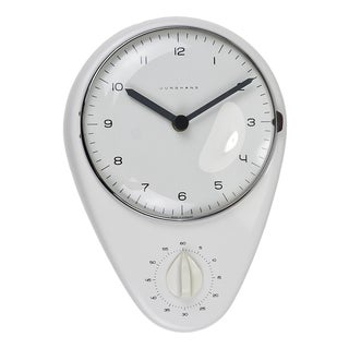 Mid-Century Modern White Wall Clock & Timer by Max Bill for Junghans, Germany, 1950s For Sale