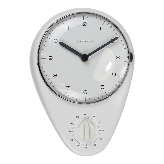 Mid-Century Modern White Wall Clock & Timer by Max Bill for Junghans, Germany, 1950s For Sale