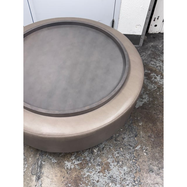 2020s Thayer Coggin Clip Leather Ottoman + Tray Set For Sale - Image 5 of 12