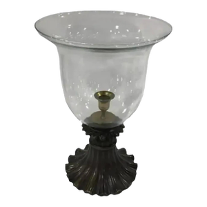 Late 20th Century Arteriors Home Accents Handcrafted Huge Bronze and Glass Hurricane Candle Lamp