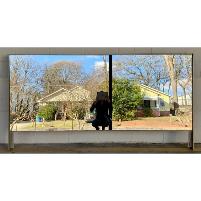 Metal Baker Modern Silver Finished Mirrored Headboard For Sale - Image 7 of 7