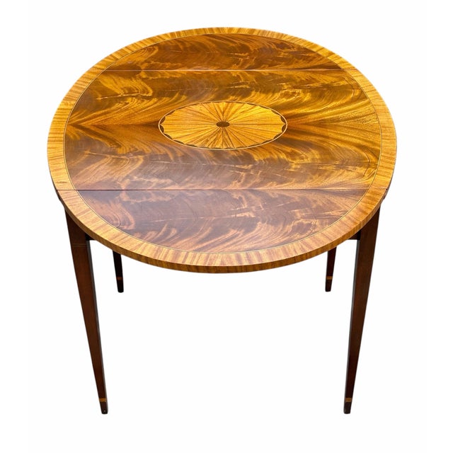 Late 20th Century Pair of Federal Style Mahogany Inlaid Pembroke Tables by Councill Craftsman For Sale - Image 10 of 12