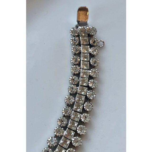 Mid 20th Century Weiss Three Row Sparkly Rhinestone Bracelet For Sale - Image 5 of 10