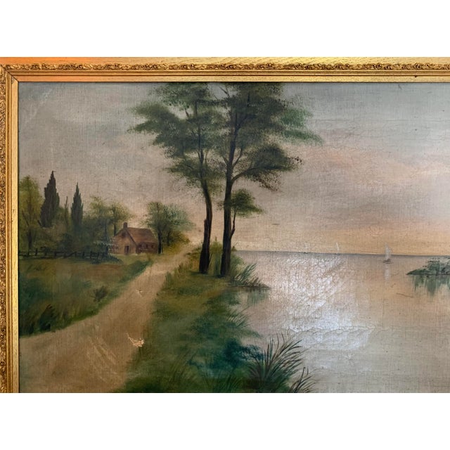 Rustic European Early 19th Century Dutch Landscape “Cottage Retreat” - Oil on Canvas For Sale - Image 3 of 13