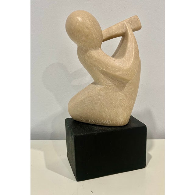 1970s Joseph Martinek Cubist Carved Composite Signed Sculptural Musician 11.5” For Sale - Image 4 of 7