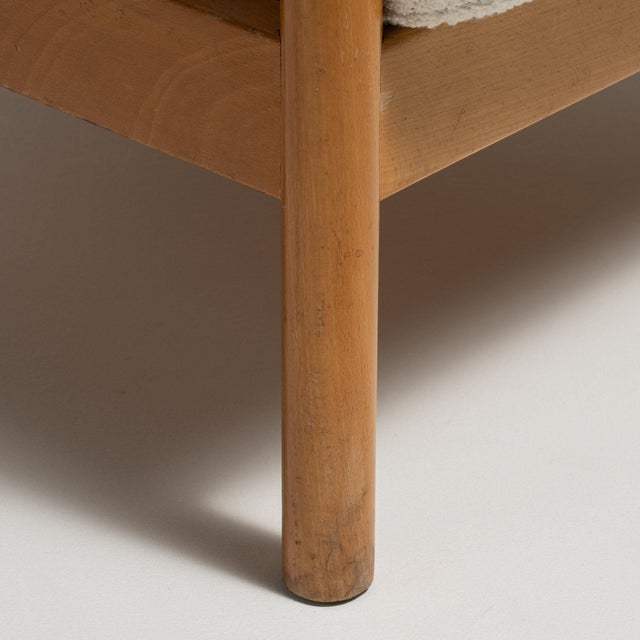 Mid 20th Century France Modern Cream Wood Armchair For Sale - Image 9 of 9