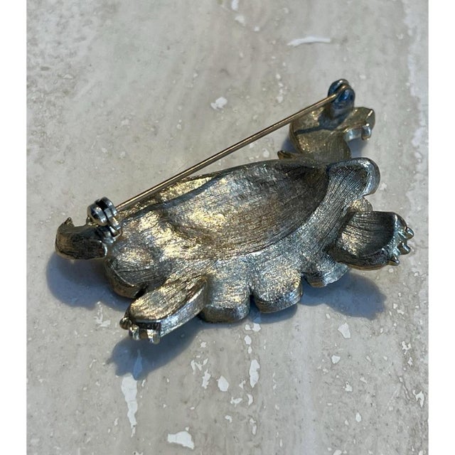 Vintage Rhinestone Turtle Brooch For Sale - Image 9 of 12