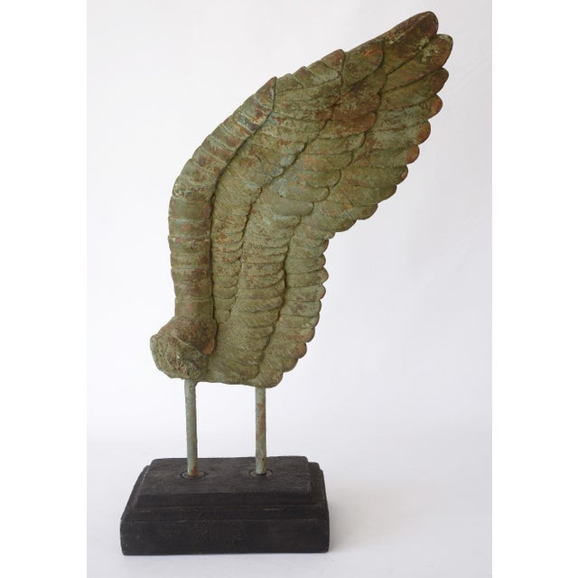 Large Rustic Verdigris Wing Sculptures on Stands - A Pair For Sale In San Francisco - Image 6 of 18