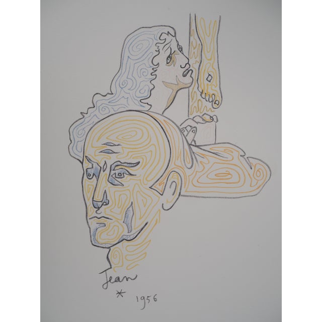 Jean COCTEAU (1889-1963) Crucifixion: Mary Magdalene and John the Evangelist Color lithograph Signed and dated in the...