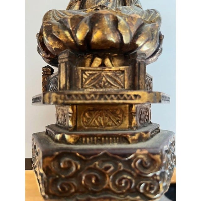 Antique Japanese Edo Giltwood Amida Buddha Statue Yosegi-Zukuri Carving 19th C For Sale - Image 4 of 10