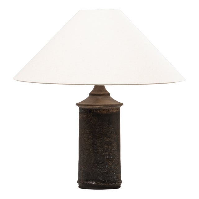 Brown Glazed Stoneware Table Lamp by Kai Klinge for Oreby Keramik, Denmark, 1970s For Sale