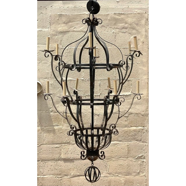Vintage Boho Wrought Iron Chandelier For Sale In West Palm - Image 6 of 8
