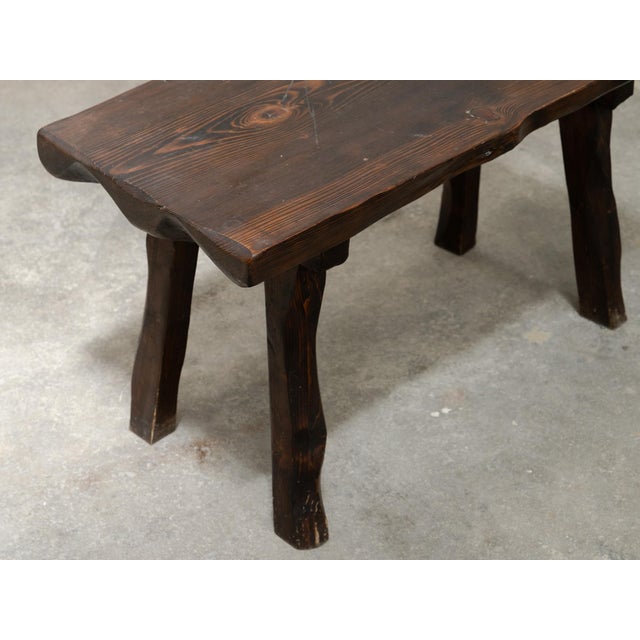 Brutalist Coffee Table and Stools in Blackened Pine, 1960, Set of 6 For Sale - Image 9 of 13