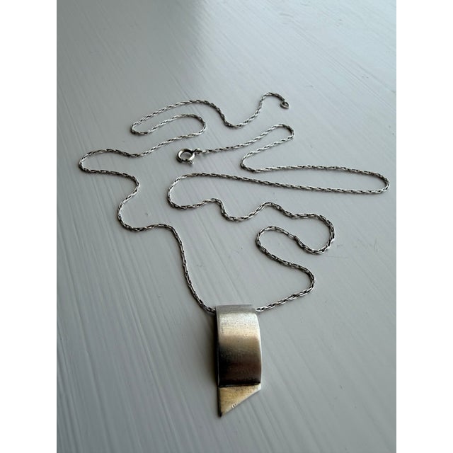 Postmodern Sterling Silver 925 Minimalist Pendant on Long Necklace, 2 Pieces For Sale - Image 13 of 16