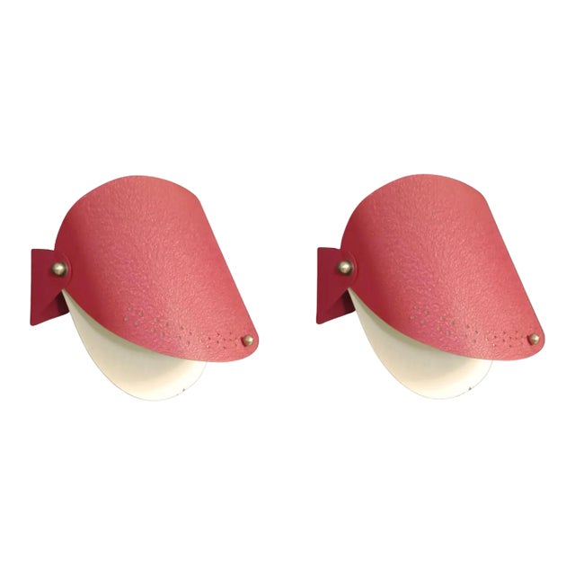 Mid 20th Century Italian Red Sconces - a Pair For Sale