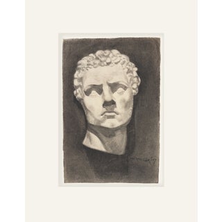 Antique French Academic Drawing of a Classical Sculpture, Graphite on Paper, Signed With Mat For Sale