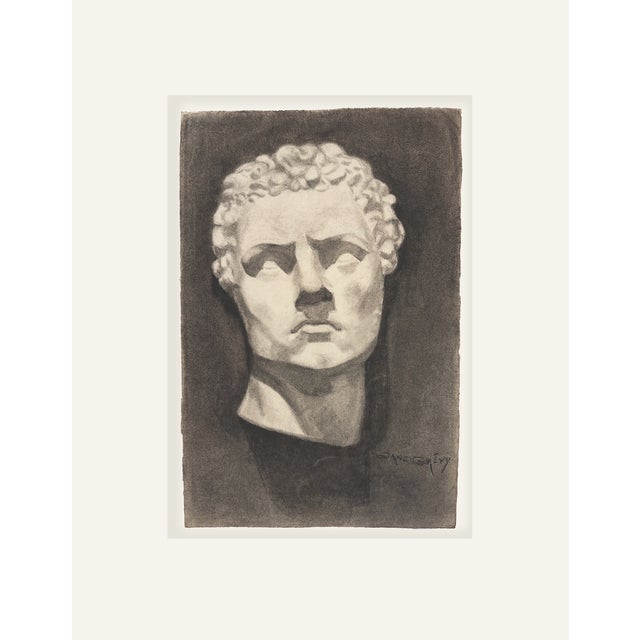 Antique French Academic Drawing of a Classical Sculpture, Graphite on Paper, Signed With Mat For Sale